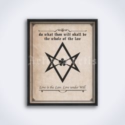 Aleister Crowley Thelema Magick Seal and Law occult printable art print poster Digital Download