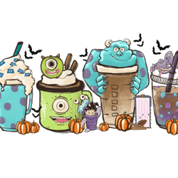 monsters inc fall coffee png, halloween coffee png, harry fall coffee png, villains latte, fall latte png, cut file