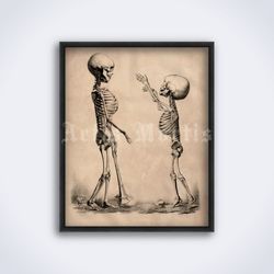 Children skeletons vintage medical illustration anatomy printable art print poster Digital Download