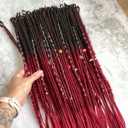 dark brown to burgundy ombre synthetic crochet dreadlocks faux locs fake dreads extensions