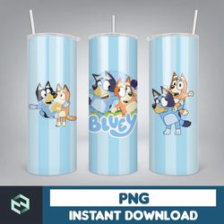 Blue Dog Tumbler Wrap, Instant Download 20oz Tumbler PNG Wraps Design, Digital Cartoon 20 oz Skinny Tumblers (10)