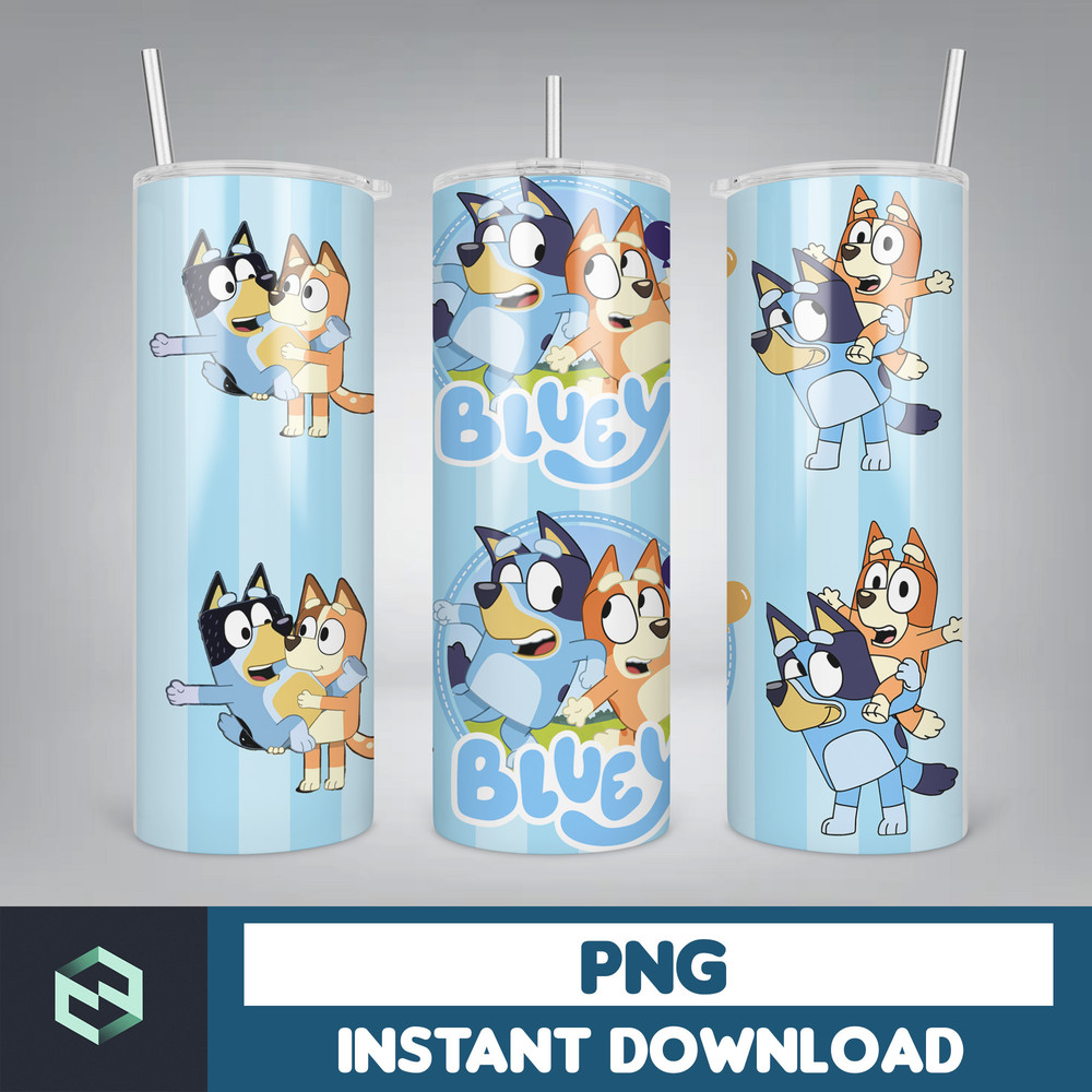 Blue Dog Tumbler Wrap, Instant Download 20oz Tumbler PNG Wraps Design, Digital Cartoon 20 oz Skinny Tumblers (11).jpg