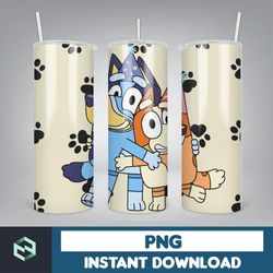 Blue Dog Tumbler Wrap, Instant Download 20oz Tumbler PNG Wraps Design, Digital Cartoon 20 oz Skinny Tumblers (24)