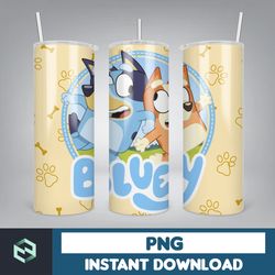 Blue Dog Tumbler Wrap, Instant Download 20oz Tumbler PNG Wraps Design, Digital Cartoon 20 oz Skinny Tumblers (25)