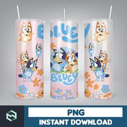 blue dog tumbler wrap, instant download 20oz tumbler png wraps design, digital cartoon 20 oz skinny tumblers (6)