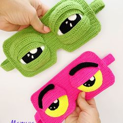 Digital Download - PDF. 2 Crochet patterns Sleep masks. DIY amigurumi toy tutorial.