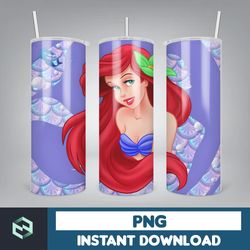 little mermaid tumbler wrap, 20 oz skinny tumbler wrap, little mermaid sublimation designs, mermaid princess girls (1)