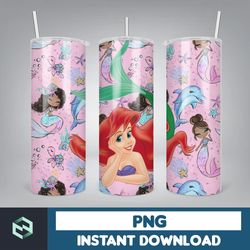 little mermaid tumbler wrap, 20 oz skinny tumbler wrap, little mermaid sublimation designs, mermaid princess girls (12)