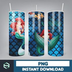 little mermaid tumbler wrap, 20 oz skinny tumbler wrap, little mermaid sublimation designs, mermaid princess girls (14)