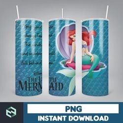 little mermaid tumbler wrap, 20 oz skinny tumbler wrap, little mermaid sublimation designs, mermaid princess girls (15)