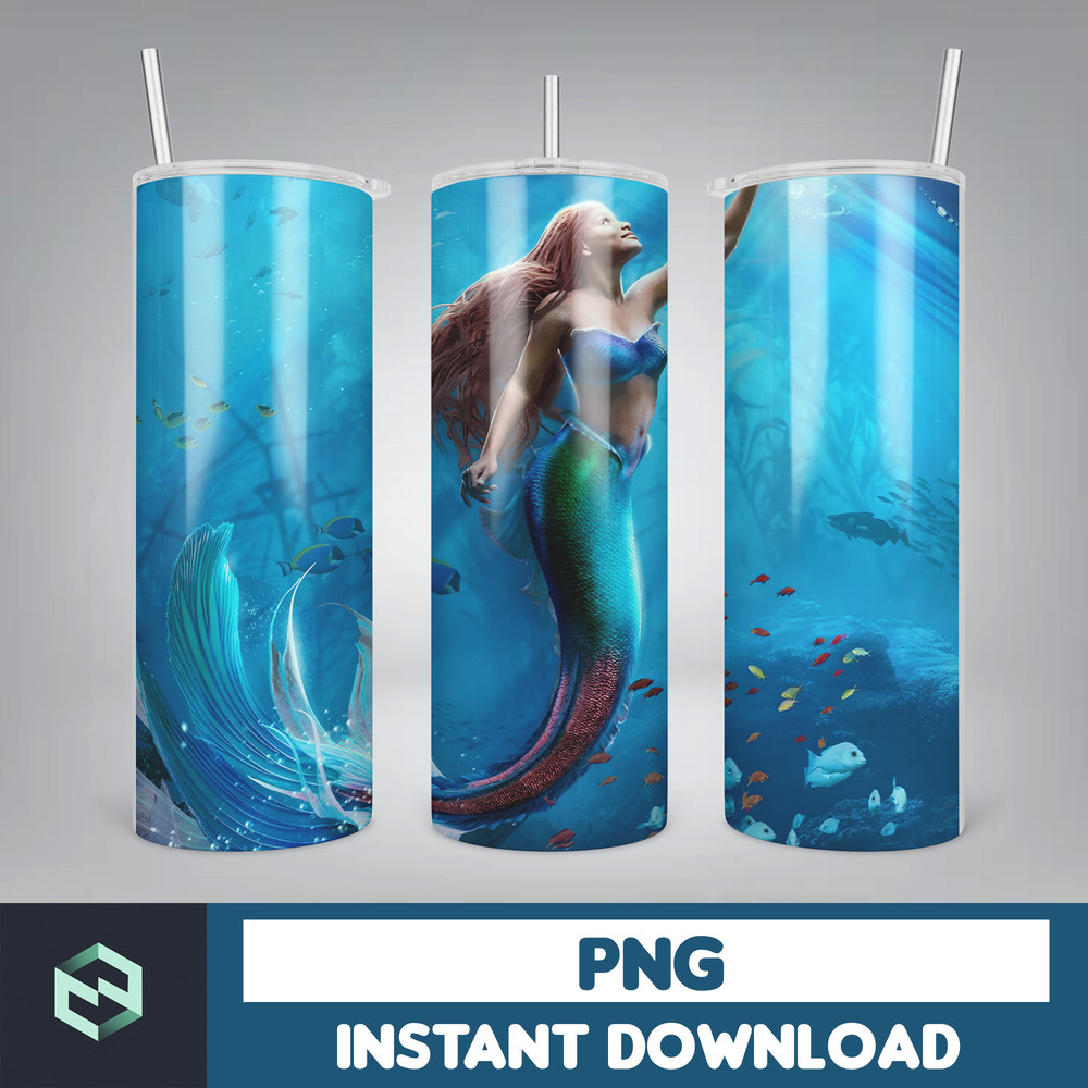 Little Mermaid Tumbler Wrap, 20 oz Skinny Tumbler Wrap, Little Mermaid Sublimation Designs, Mermaid Princess Girls (29).jpg