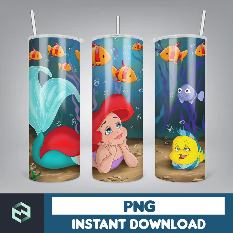 Little Mermaid Tumbler Wrap, 20 oz Skinny Tumbler Wrap, Little Mermaid Sublimation Designs, Mermaid Princess Girls (31).jpg