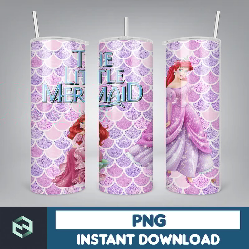 Little Mermaid Tumbler Wrap, 20 oz Skinny Tumbler Wrap, Little Mermaid Sublimation Designs, Mermaid Princess Girls (50).jpg