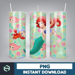 little mermaid tumbler wrap, 20 oz skinny tumbler wrap, little mermaid sublimation designs, mermaid princess girls (61)