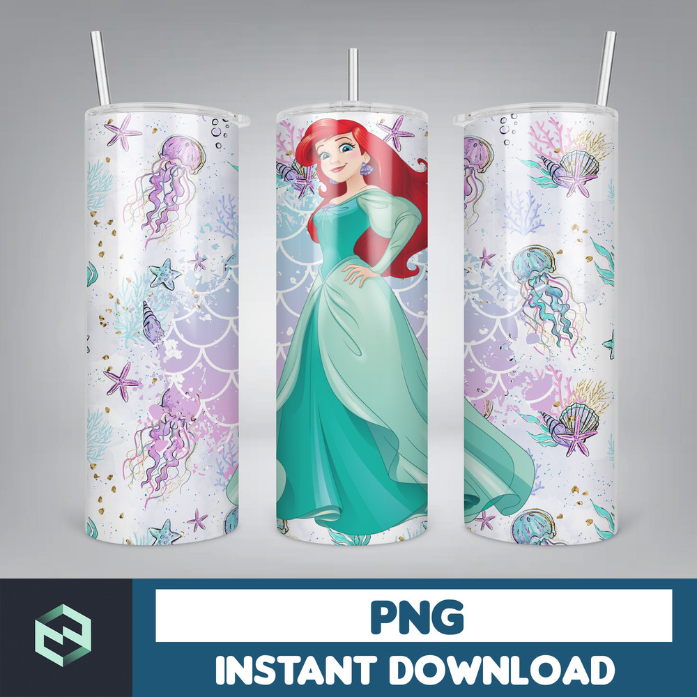 Little Mermaid Tumbler Wrap, 20 oz Skinny Tumbler Wrap, Little Mermaid Sublimation Designs, Mermaid Princess Girls (64).jpg