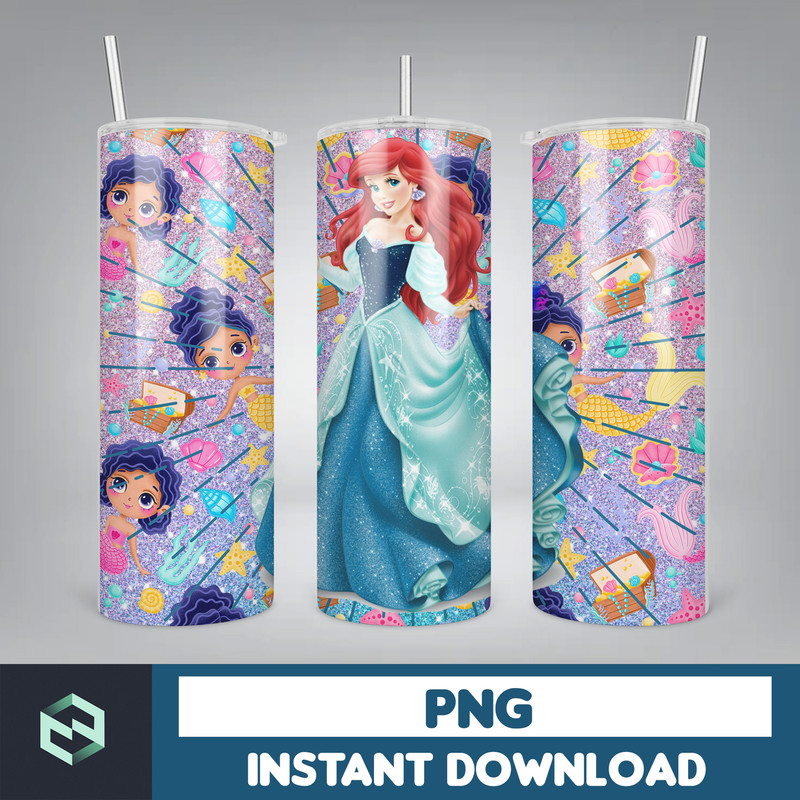 Little Mermaid Tumbler Wrap, 20 oz Skinny Tumbler Wrap, Little Mermaid Sublimation Designs, Mermaid Princess Girls (65).jpg