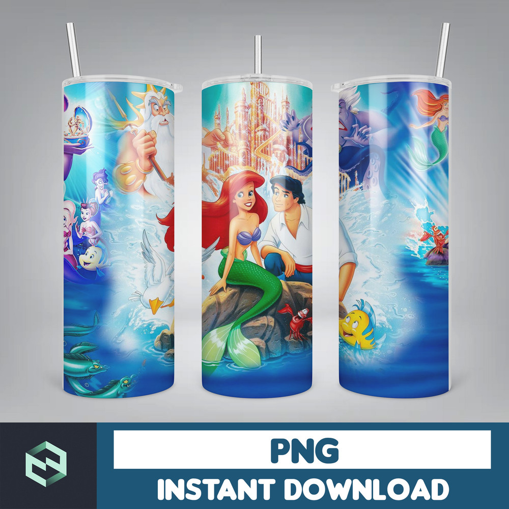Little Mermaid Tumbler Wrap, 20 oz Skinny Tumbler Wrap, Little Mermaid Sublimation Designs, Mermaid Princess Girls (77).jpg
