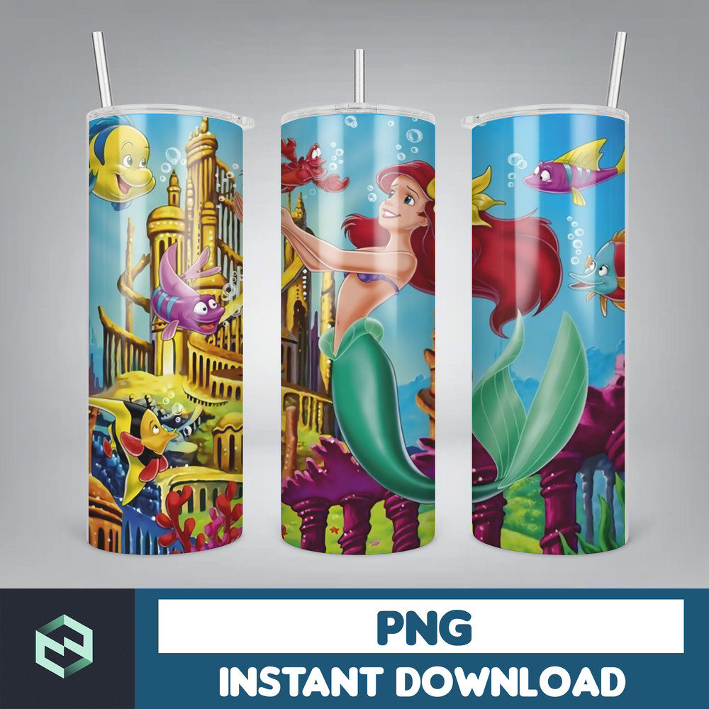 Little Mermaid Tumbler Wrap, 20 oz Skinny Tumbler Wrap, Little Mermaid Sublimation Designs, Mermaid Princess Girls (93).jpg