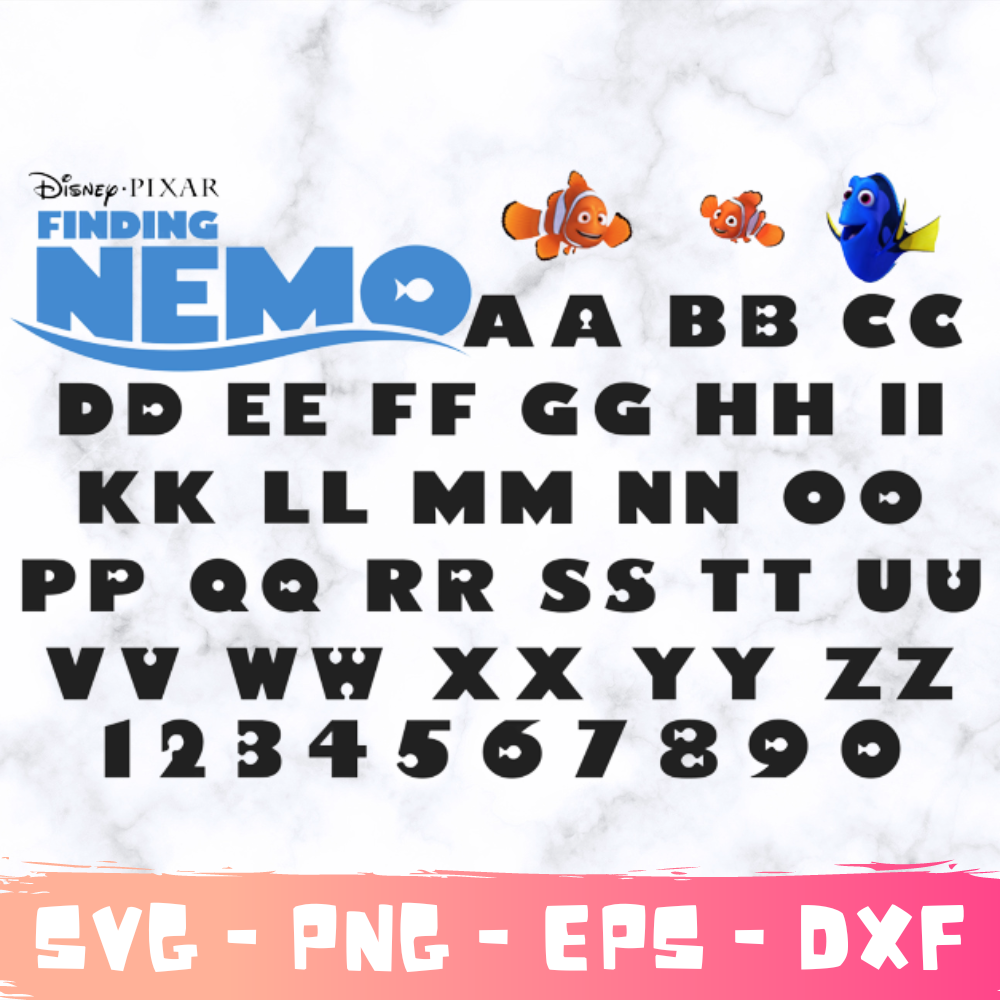 Finding Nemo Font SVG, Nemo Font Alphabet, Finding Nemo Font Canva, Star Wars Font PNG For Cricut, Finding Nemo Letters