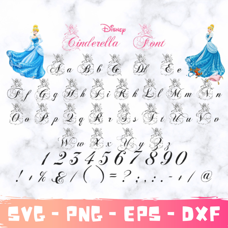 Cinderella Font SVG, Cinderella Font Alphabet, Cinderella Font Canva, Cinderella Font PNG For Cricut, Cinderella Letters