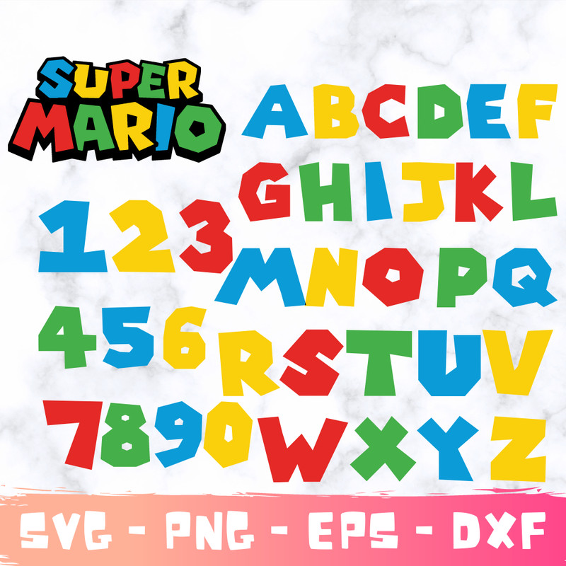 Super Mario Font SVG,SUPER MARIO ALPHABET, SUPER MARIO BIRTHDAY, SUPER MARIO BIRTHDAY SVG, SUPER MARIO BUNDLE.