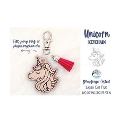 Unicorn Keychain for Glowforge or Laser Cutter SVG, Unicorn Keychain File for Girl, Kids Keychain to Color, Unicorn Face