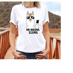 no llama drama shirt,cool llama with glasses shirt,funny llama t-shirt,alpaca lovers tee,funny animal shirt,birthday gif