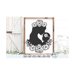 Floral Mom with Baby Girl Svg, Mom and Baby Silhouette Svg, Baby, Mother Svg, Mom and Baby with Flowers, Pregnancy, New