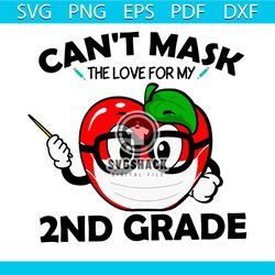 mask for apple cute 2nd grade svg, back to school svg, mask apple svg