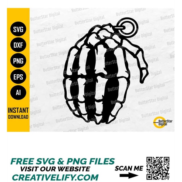 Skeleton Hand Grenade SVG | Weapon SVG | Military T-Shirt De - Inspire ...