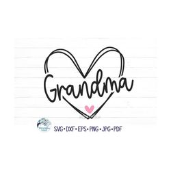 Grandma Heart SVG for Cricut, Grandmother Shirt Design PNG, Cute Doodle Heart Shirt Gift for Grandma, Vinyl Decal File D