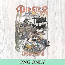 vintage pirates of the caribbean, mickey and friends caribbean png, disneyland png, disney pirates family png, mickey