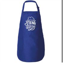 natural organic cotton baking queen apron, cute kitchen apron, head chef cooking apron with pocket, baker gift, adjustab