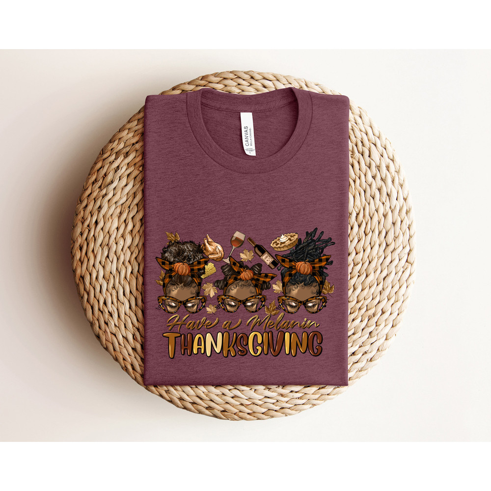 Afro messy bun have a melanin thanksgiving Sweatshirt, Thanksgiving Sweatshirt, Thankful Hoodie, Thanksgiving Shirt, Pumpkin Shirt - 2.jpg