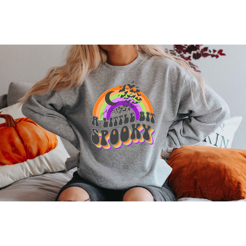 A Little Bit Spooky Retro Rainbow Sweatshirt,Stay Spooky Sweatshirt,Skeleton Hand Sweatshirt, Halloween Sweatshirt,Gift for Her,Gift for Men - 4.jpg