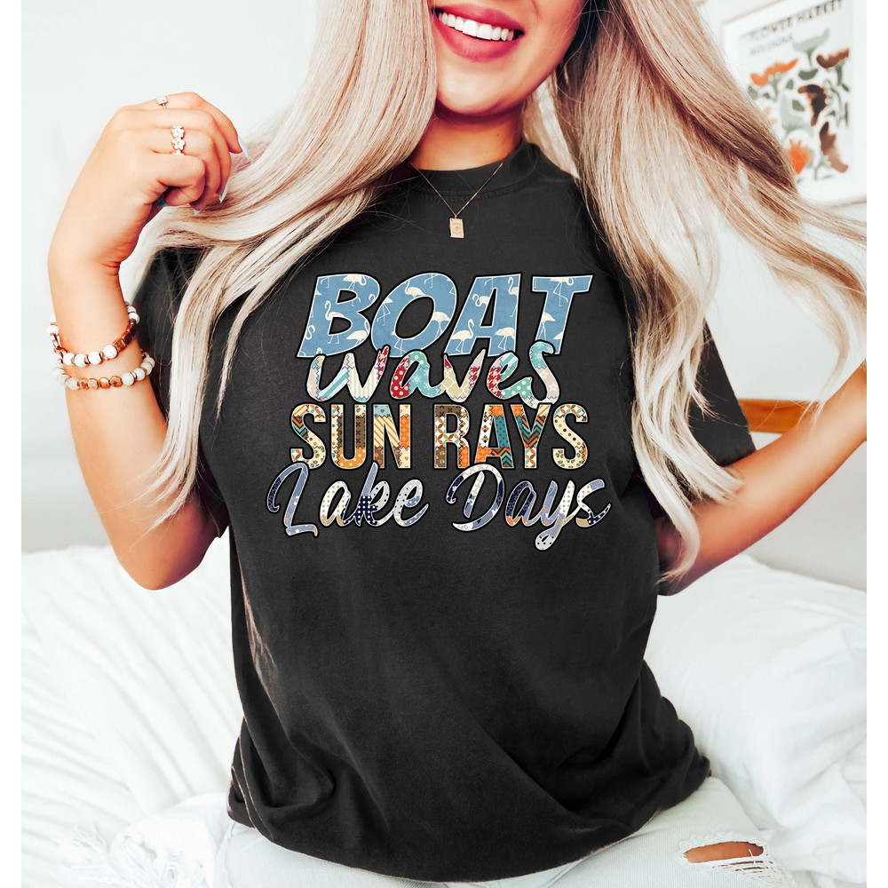 Boat Waves Sun Rays Lake Days Shirt, Lake Life Shirt, Boat Shirt,Cute Boat Shirt, Cute Lake Days T Shirt for Mom, Summer Life Shirt, Lake - 1.jpg