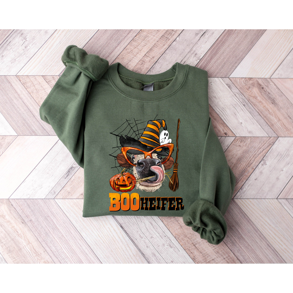 Boo Ghost Cow Halloween Sweatshirt, Moo I Mean Boo Sweatshirt, Funny Cow Sweatshirt, Funny Halloween Gifts, Halloween Shirt, Halloween sweat - 1.jpg