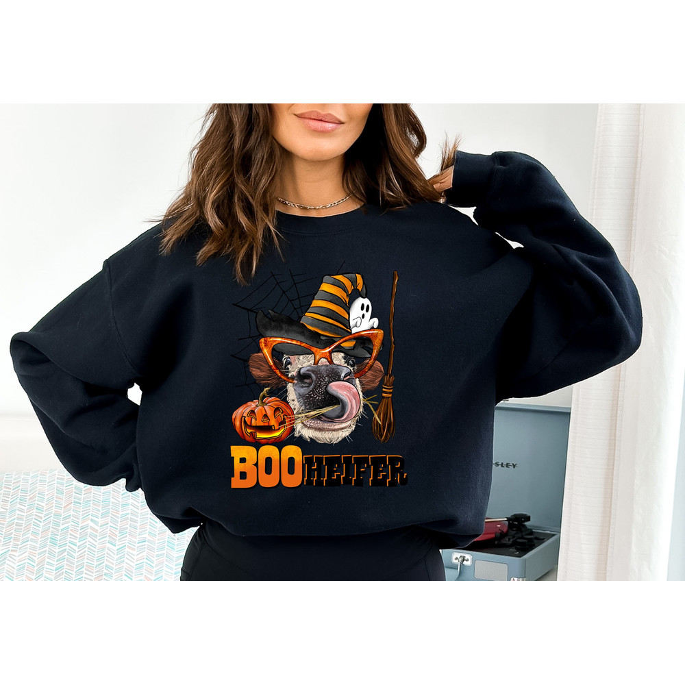 Boo Ghost Cow Halloween Sweatshirt, Moo I Mean Boo Sweatshirt, Funny Cow Sweatshirt, Funny Halloween Gifts, Halloween Shirt, Halloween sweat - 4.jpg