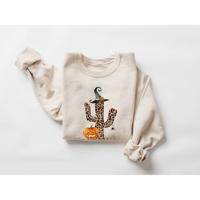 Cactus Halloween Sweatshirt, Halloween Sweatshirt, Halloween Shirt, Ghost Sweatshirt, Cute Spooky Shirt, Cowboy Ghost Shirt, Halloween Gift - 2.jpg