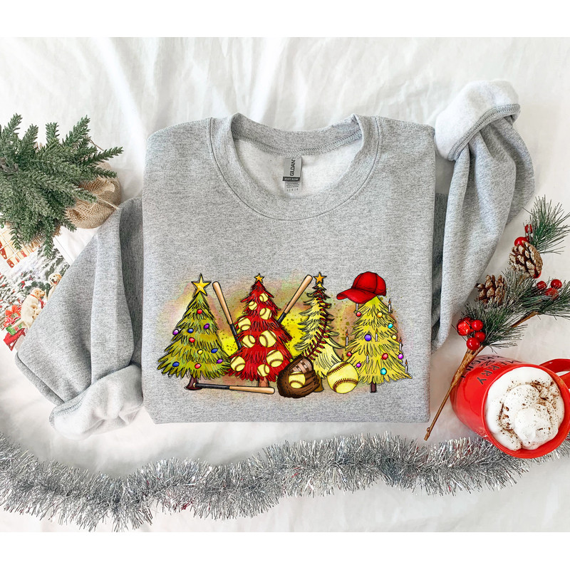 Christmas Baseball Tree Sweatshirt, Christmas Sweatshirt, Christmas Hoodie, Christmas Tree Sweatshirt, Baseball Sweatshirt, Winter Sweater - 2.jpg