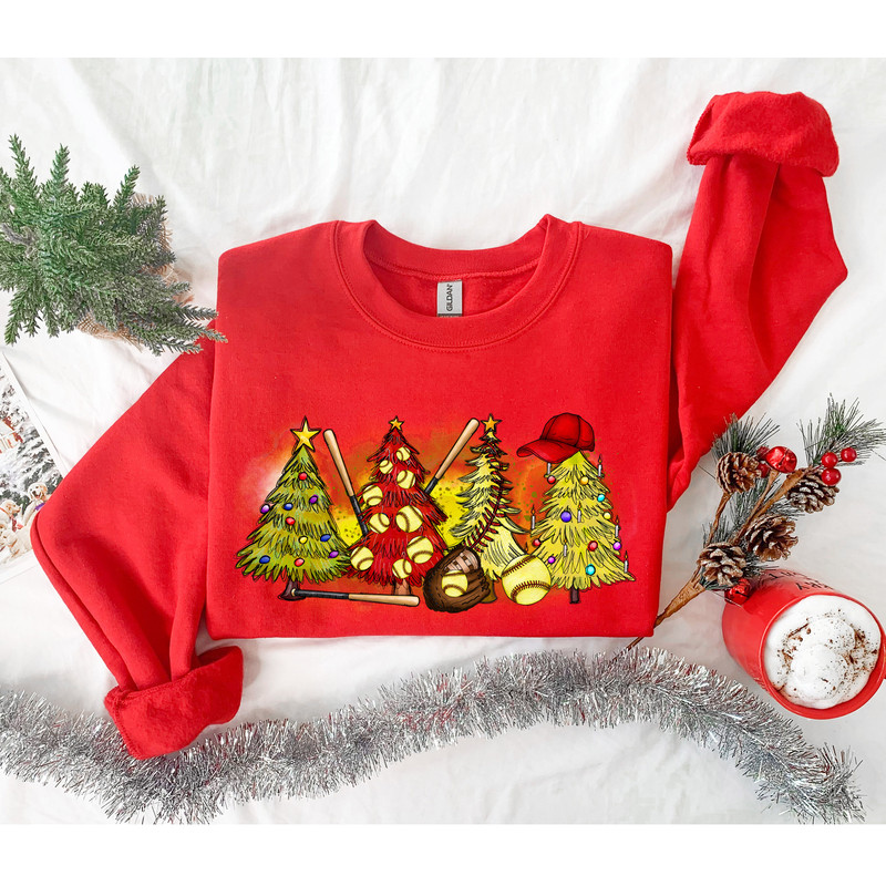 Christmas Baseball Tree Sweatshirt, Christmas Sweatshirt, Christmas Hoodie, Christmas Tree Sweatshirt, Baseball Sweatshirt, Winter Sweater - 4.jpg