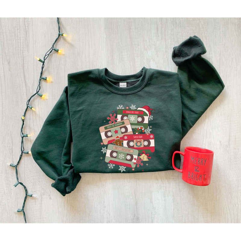 Christmas Music Cassette Tapes Sweatshirt, Christmas Music Sweatshirt, Christmas Songs Sweatshirt, Retro Christmas Sweater, Music Lover Gift - 4.jpg
