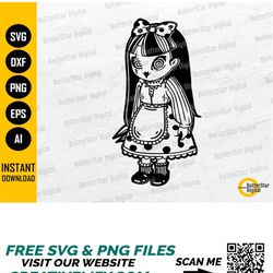 Spooky Girl Doll SVG | Baby SVG | Kids Halloween SVG | Cricut Cutting File Silhouette Cameo Printable Clip Art Vector Di