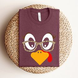 cute turkey fall thanksgiving shirt, thanksgiving family matching shirt, turkey face shirt, funny thanksgiving shirt, th