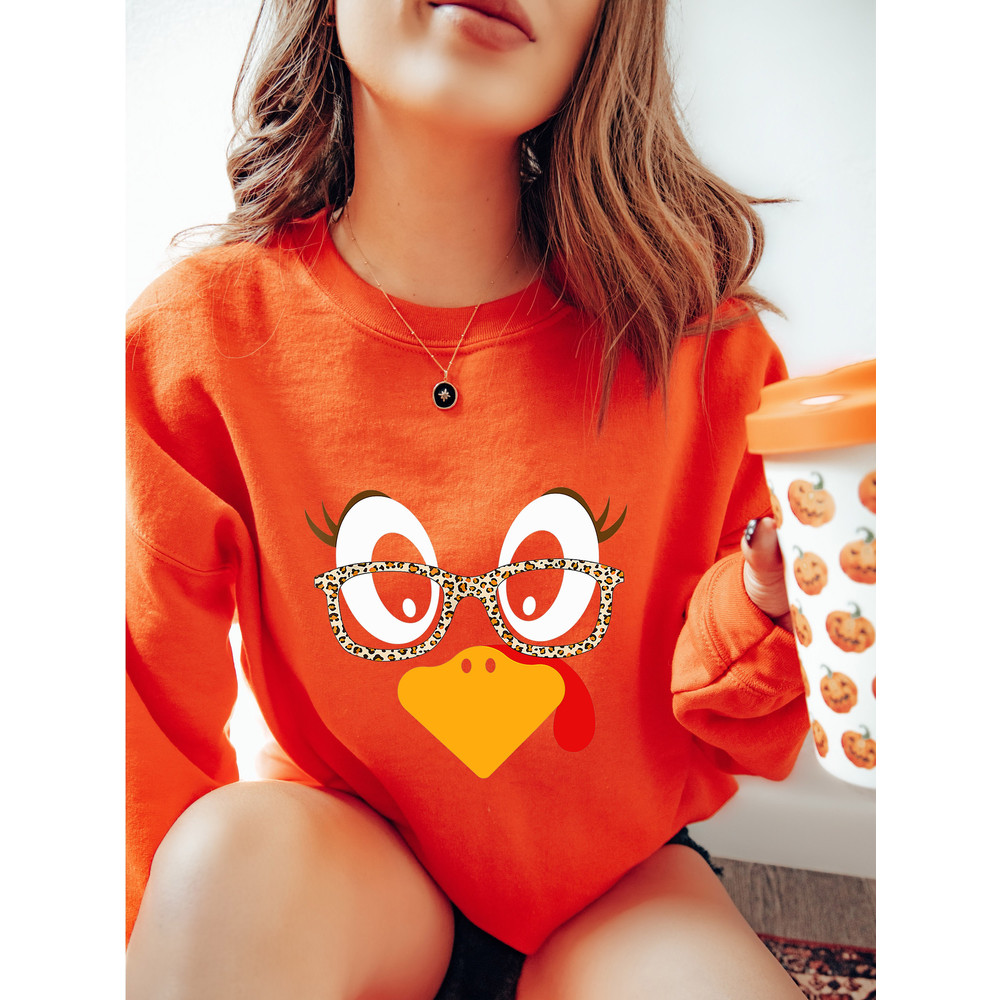 Cute Turkey Fall Thanksgiving Shirt, Thanksgiving Family Matching Shirt, Turkey Face Shirt, Funny Thanksgiving Shirt, Thanksgiving Women's - 4.jpg