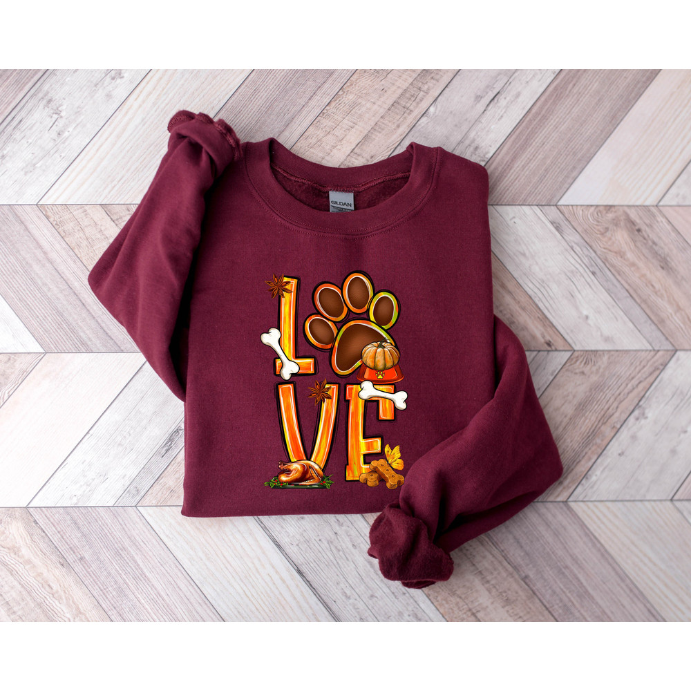 Dog Paw Print Thanksgiving Sweatshirt, Paw Print Pumpkin Sweatshirt, Dog Lover Pumpkin Sweatshirt, Love Dog Sweatshirt, Cute Pumpkin Sweat - 5.jpg