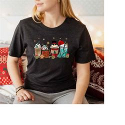 christmas coffee shirt,peppermint iced latte snowmen sweets snow warm cozy winter women shirt,christmas latte shirt,chri