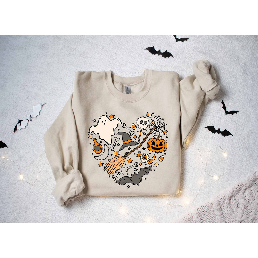 Halloween Doodles Hearth Shirt Gift For Halloween Moms, Cute Halloween Tshirt, Halloween Sweatshirt, Pumpkin Sweatshirt, Halloween Witch Tee - 1.jpg