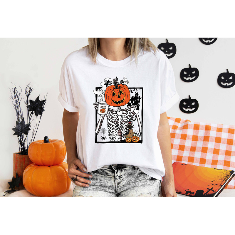 Halloween Skeleton Pumpkin Sweatshirt, Dancing Skeleton Shirt, Halloween Sweater, Pumpkin Sweatshirt, Spooky Skeleton Shirt, Fall Sweatshirt - 4.jpg