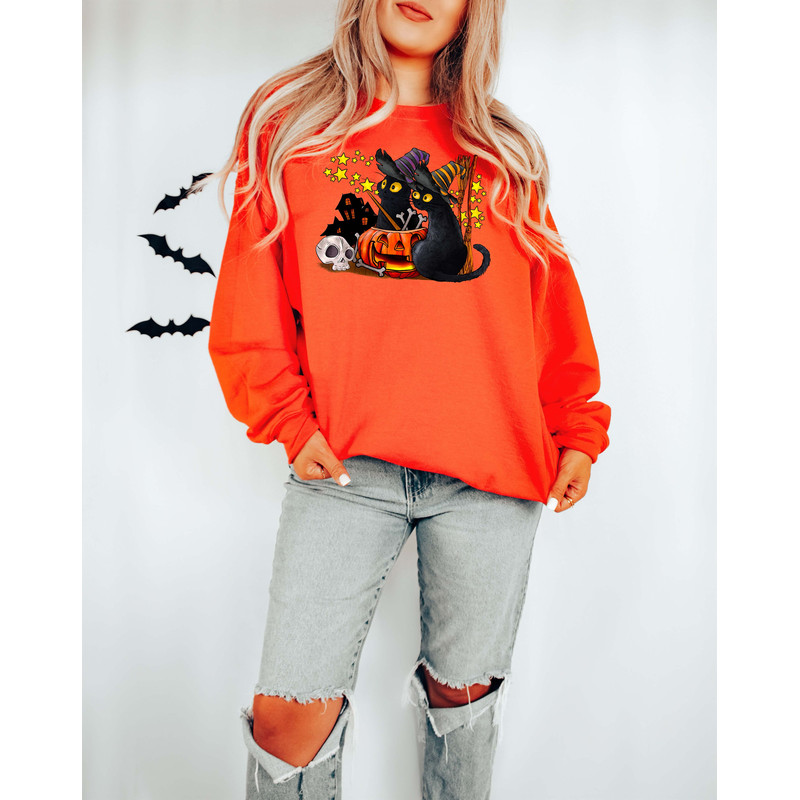 Halloween Sweatshirt,Cat Sweatshirt,Ghost Shirt,Halloween Sweater,Cool Halloween Cat Shirt,Cat Lover Tshirt,Black Cat Shirt,2023 Spooky Seas - 3.jpg